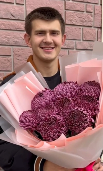 Букет из хризантем «Бигуди»