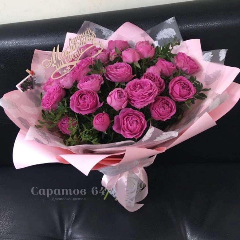 Букет из пионовидной кустовой розы &laquo;Мистик&raquo;