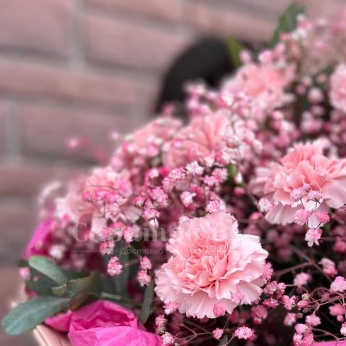 Букет с гвоздиками &laquo;розовый крем&raquo;