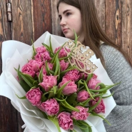 Букет 19 пионовидных розовых тюльпанов 0
