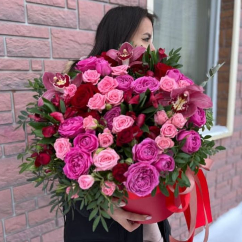 Цветы в шляпной коробке «осенний сад»