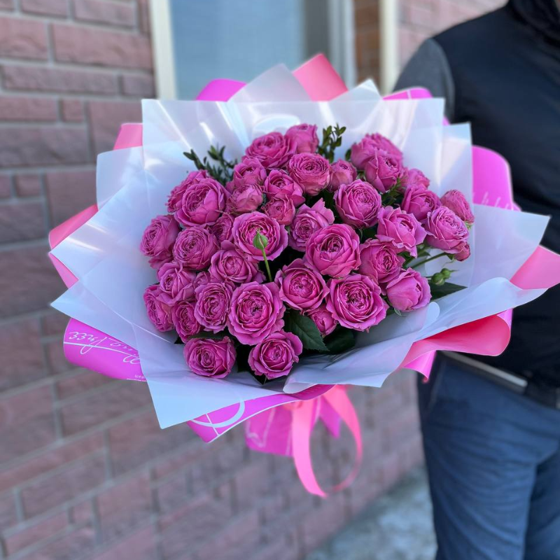 Букет с пионовидной розой «малиновый джем»